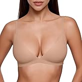 Vertvie Womens Wireless Triangle Bralette Plunge Unlined Seamless Bras No Underwire Sexy Comfortable Unpadded Everyday Bra