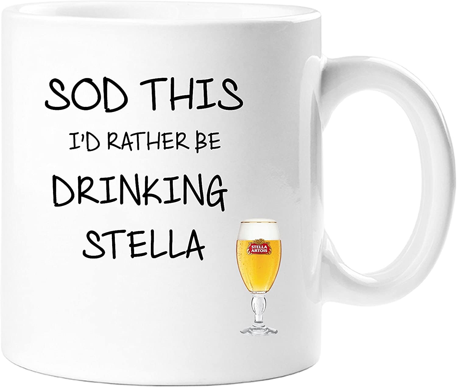 CPS DEZIGNZ Novelty Mug ≈ SOD THIS I'D RATHER BE DRINKING STELLA ≈ 11 oz Ceramic Conical Mug - Ideal for Stella Artois Fans, Gift, Home, Christmas, Fathers Day