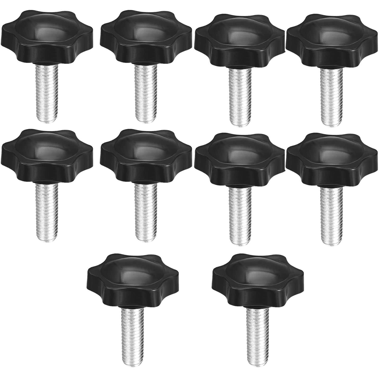 TA-VIGOR 10Pcs Clamping Screw Knob Star Shaped M8 x 20mm, 38mm Dia Plum Hex Shaped Plastic Head Clamping Knob Male Thread Grips