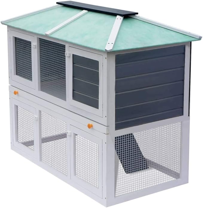 vidaXL Rabbit Hutch Small Animal Hutches Wood Run Outdoor
