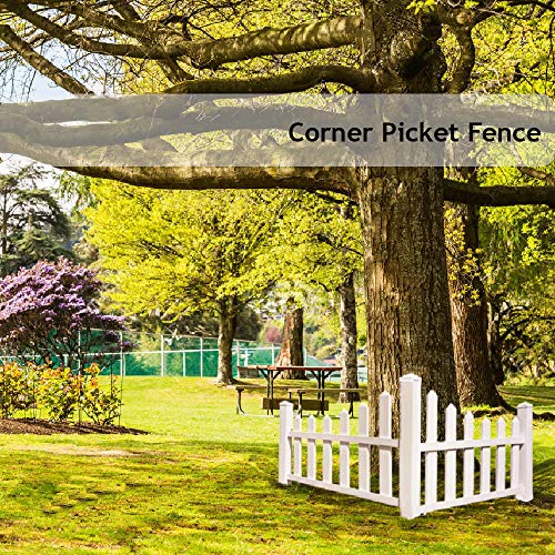 SunnyRoyal 38" X 95" Picket Vinyl Fence Panels Enclosure Panel Screen Garden Fencing Corner Accent Essentials Scalloped for Yard, Gardens, Outdoor Products, White 1 Pic