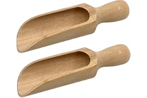 2Pcs 5.5in Wooden Scoop Large Salt Sugar Spoon for Kitchen Tea Coffee Spice