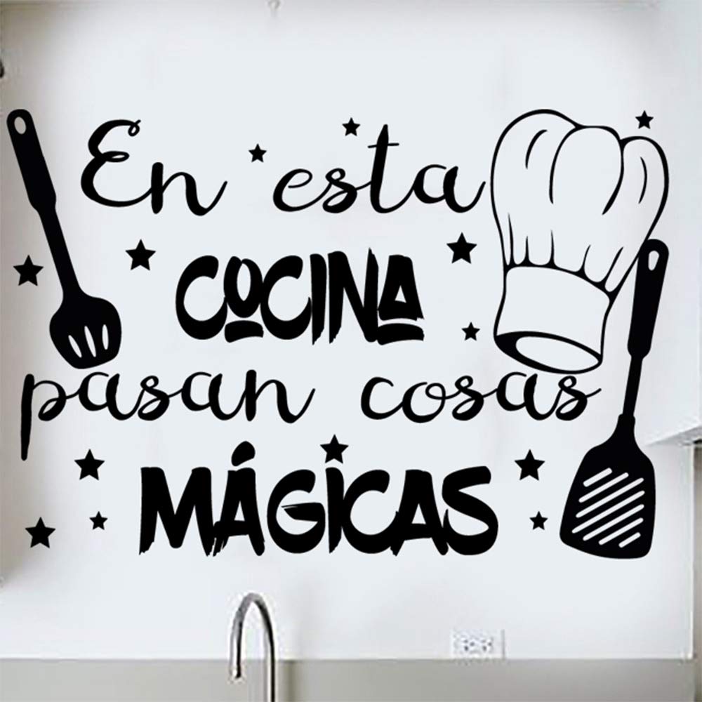 Docliick® Phrase Vinyl for Kitchen or Restaurant "IN THIS KITCHEN MAGIC THINGS PASS" Wall Sticker Decorative Phrases DC-18018 (30 x 20 cm)