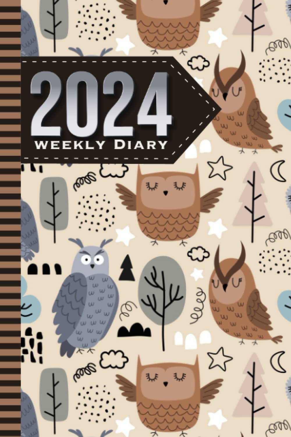 2024 Weekly Diary: 6x9 Dated Personal Organizer / Daily Scheduler With Checklist - To Do List - Note Section - Habit Tracker / Organizing Gift / Blue ... Boho Owl - Woodland Decor Theme Pattern Cover