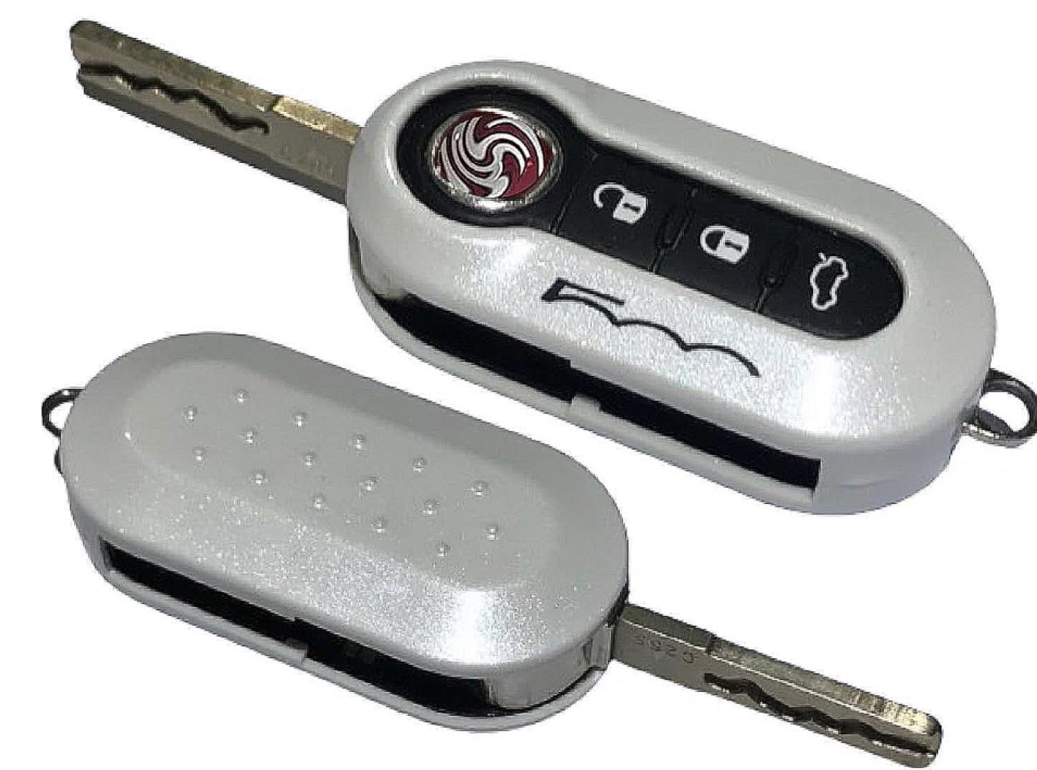 Nordecco Fiat 500 Key Case Cover - Fits 500, 500C, 500L, Abarth, Grande Punto, Brava, Fiat Panda, Stilo, Linea - 3 Button Flip (Pearl White Glitter)