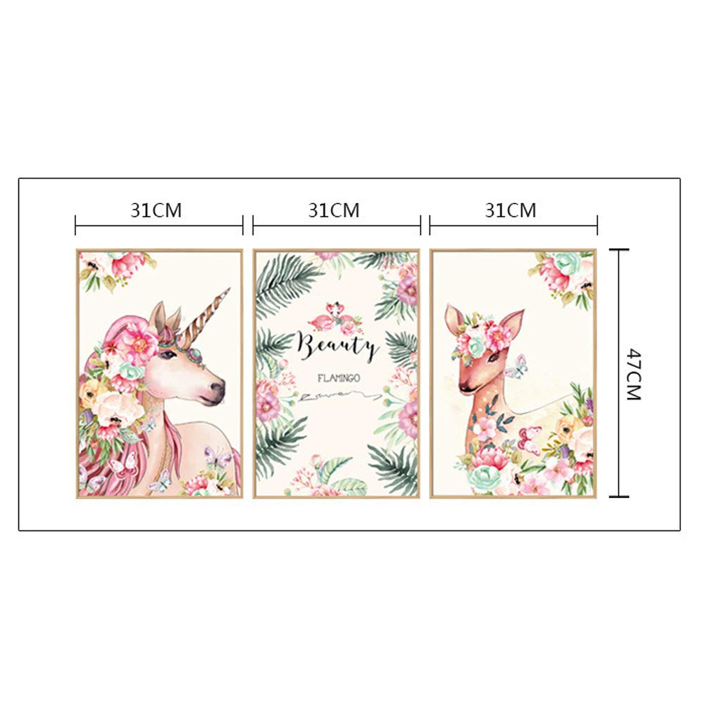 NADARDA [3 PCS] Unicorn Wall Decal, Unicorn Wall Stickers Wall Decals, Wall Art Prints and Posters Decoration for Girls Kids Bedroom Nursery Wall Decor Gift