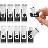 KEXIN 10 Pack USB Flash Drive - 64GB Thumb Drive with Swivel, Black (64GB, 10 Pack)