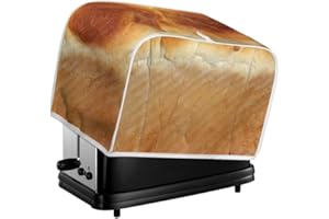 Daulesho Funny 3D Freshly Baked Toast Design 2 4 Slice Toaster Cover Kitchen Appliance Cover Interesting Vivid Bread Print Toaster Dust And Fingerprint Protection/Machine Washable