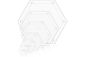 AECSZE 6 PCS Hexagon Templates Quilting 1", 1.5", 2", 3", 4", 5" with 1/4 Inch Seam Allowance, Acrylic Quilting Templates for Quilting, Patchwork, Crafting, & Sewing, Unleash Imagination and Creativity