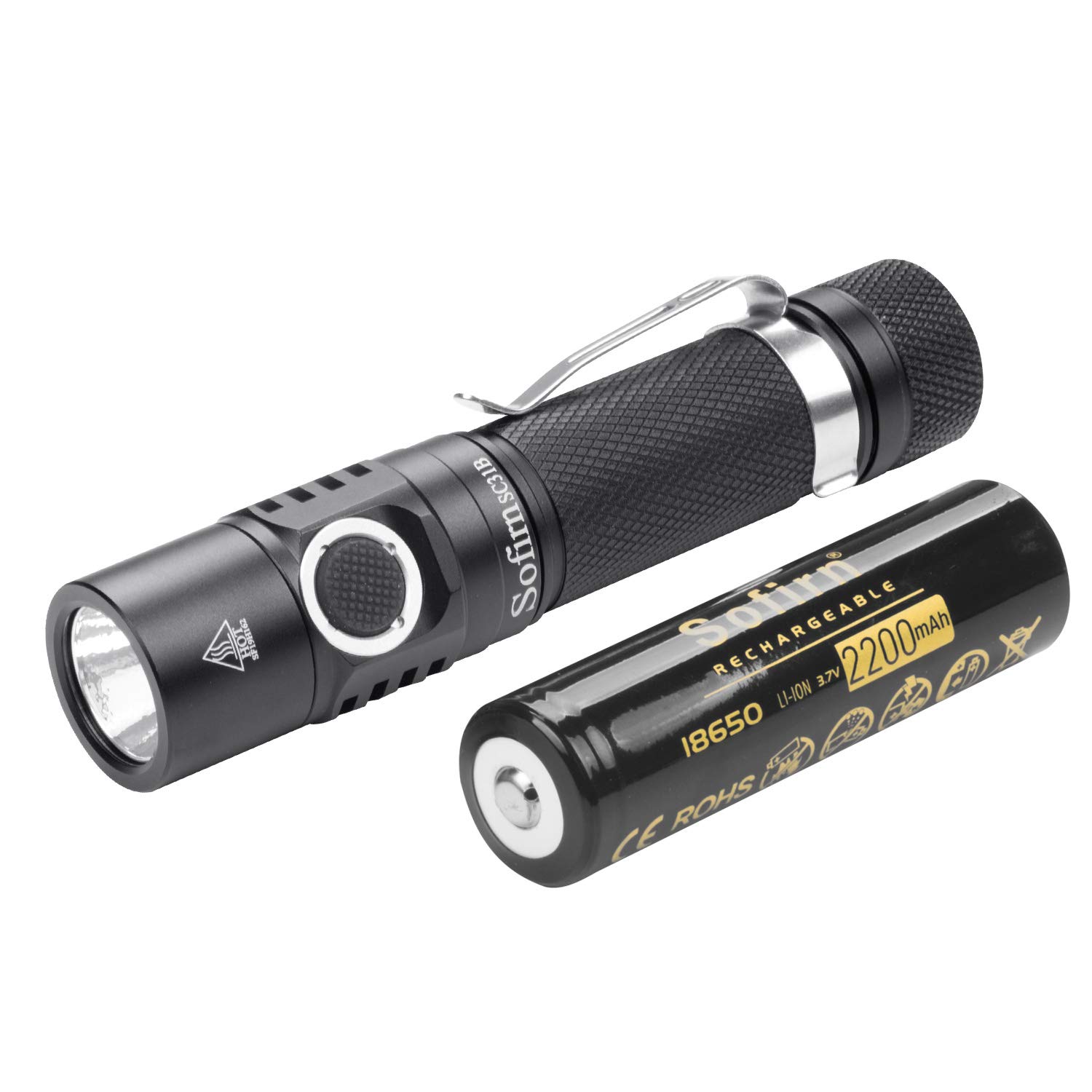 Sofirn 1000 Lumens Rechargeable LED Flashlight 18650 Battery Included, Super Bright EDC Pocket Light High Lumens, 5 Modes for Camping Hiking, SC31B