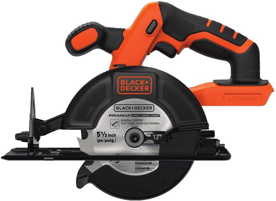 BLACK+DECKER 20V MAX 5-1/2-Inch Cordless Circular Saw, Tool Only (BDCCS20B), Medium - Power Circular Saws - 