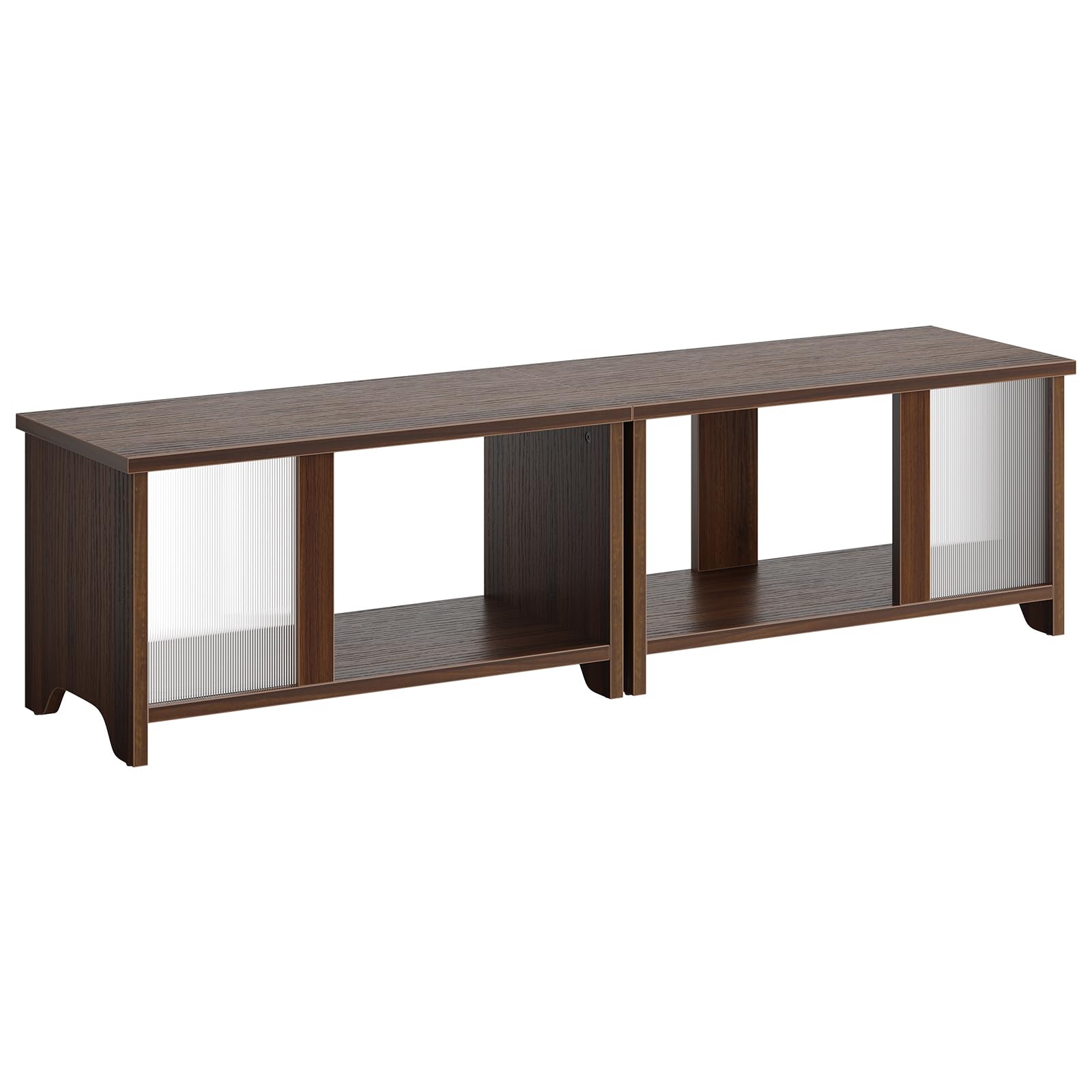 Photo 1 of ***** It's the same but brown****Pinmoco TV Stands for Living Room with LED Lights - 3-Way Modular 55" TV Stand, Convertible Coffee Table & Shelf, Stackable Storage Unit in Walnut/Black/White