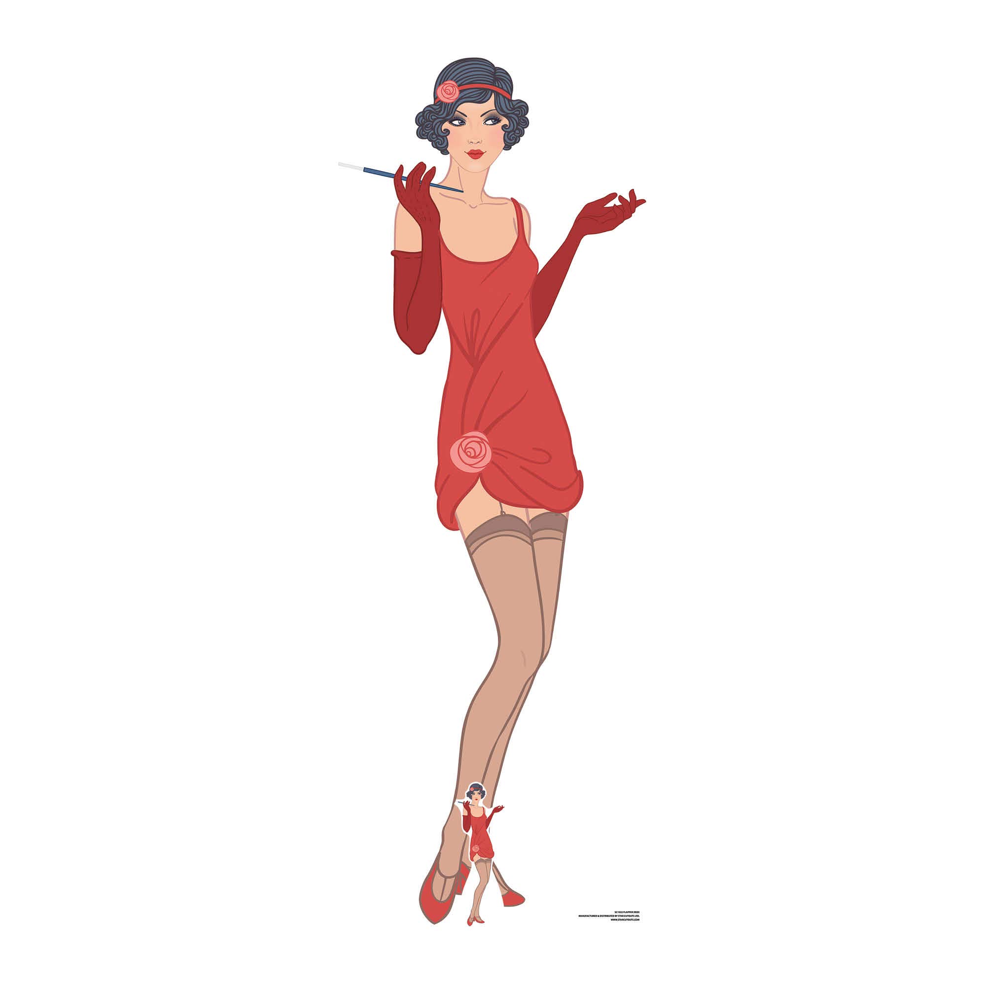 Star Cutouts Ltd Star Cutouts Gatsby 1920s Red Flapper Girl Cardboard Cut-Out, Multi-Colour, Regular