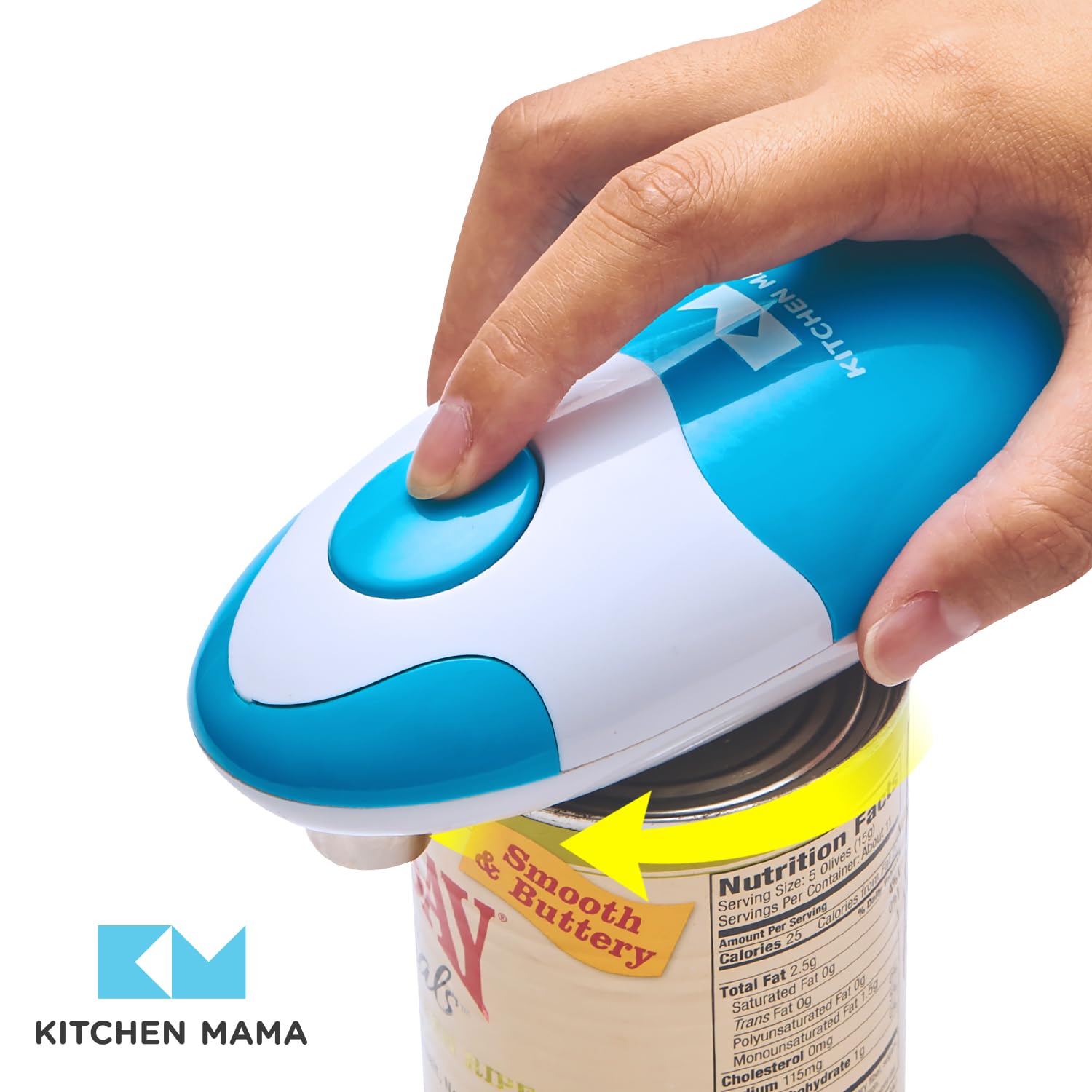 Kitchen Mama Electric Can Opener Car - Open Your Cans Easily With The Touch Of A Button - Automatic, Hands-Free, Smooth Edge, Food Safe, Battery Operated (Sky Blue)