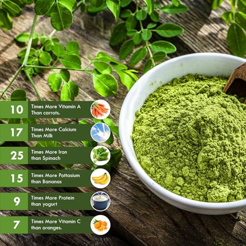 Herb Essential Organic Moringa Powder (Wild Grown) - 100g, Superfood for Smoothies, Drinks, Tea & Recipes