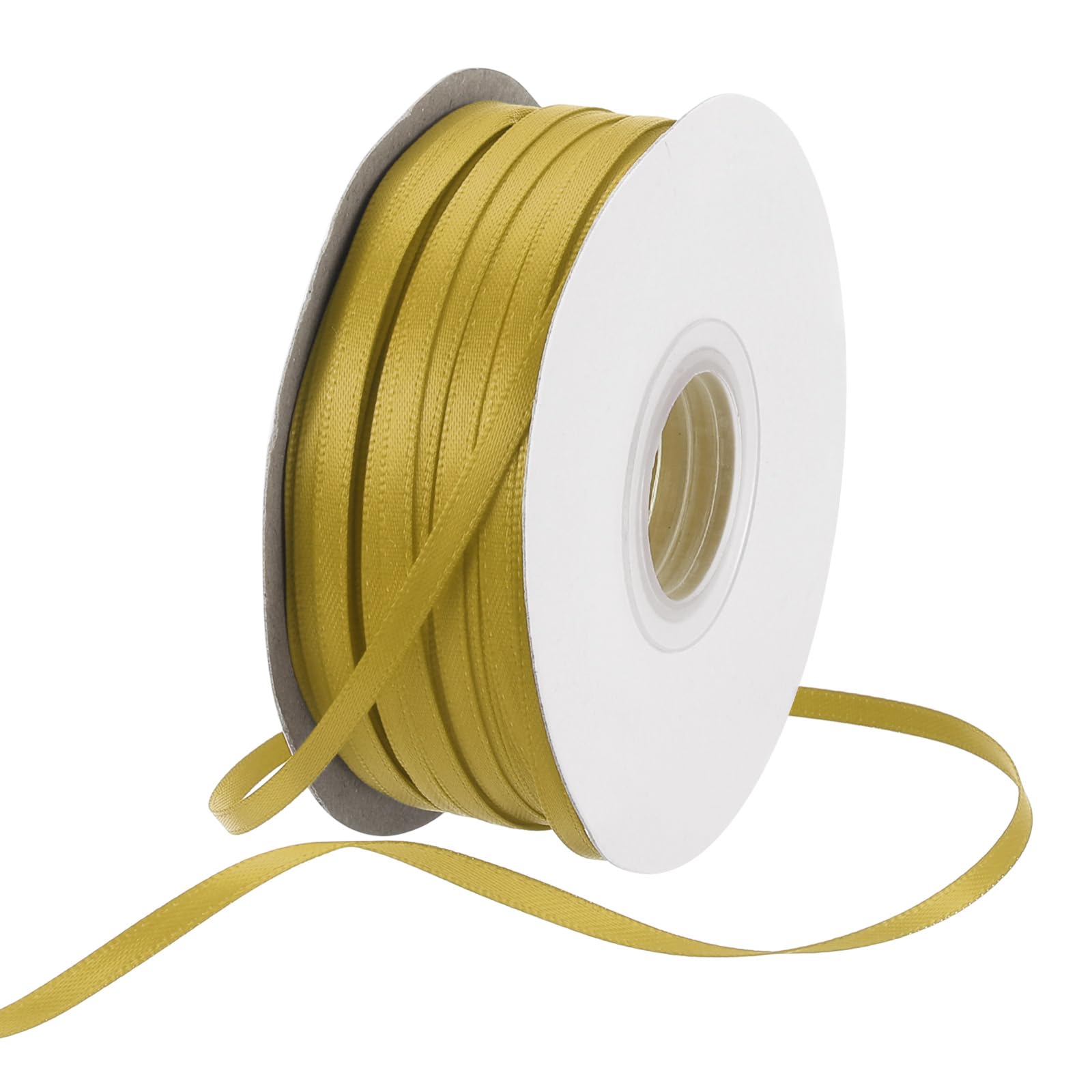 Rebower 3mm Satin Ribbon 91m Thick Double Face Grosgrain Silk Ribbon, [for Gift Wrapping, Hair Bows, Wedding, Cake, Flower] - 100 Yard/300ft/ Gold Yellow — image 1