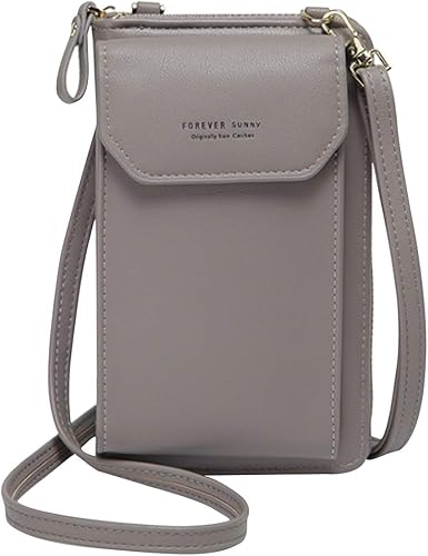 Amazon ミニ財布 レディース Puレザー ショルダーバッグ 軽量 スマホ ポシェット カード入れ 多機能 プレゼント グレー Miskely ショルダーバッグ