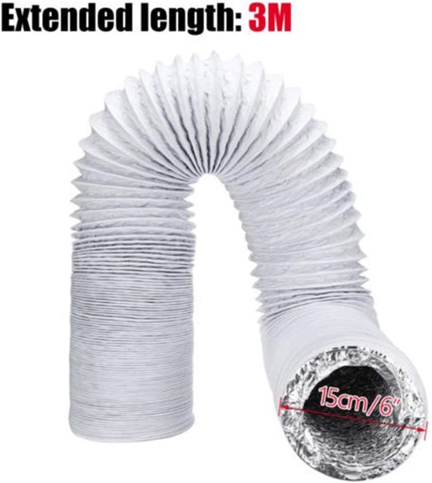 arbitra Aluminum Foil Double-layer Vent Hose Extension 3m Air Conditioning Telescopic Ventilation Exhaust Pipe Duct For outlet of 15cm Vented Tumble Dryer Air Conditioning