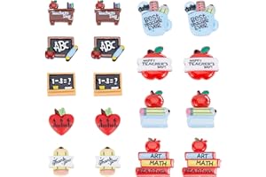 SUNNYCLUE 1 Box 40Pcs Teacher's Day Charms Flatback School Resin Cabochons Best Teacher Students Charm Chalkboard Red Apple Fruit Books Pencils Cabochon for Jewelry Making Scrapbooking Embellishments
