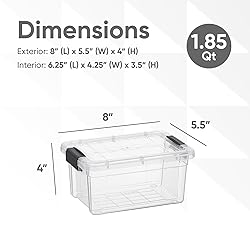 Superio Clear Storage Box with Lid, 1.85 Quart