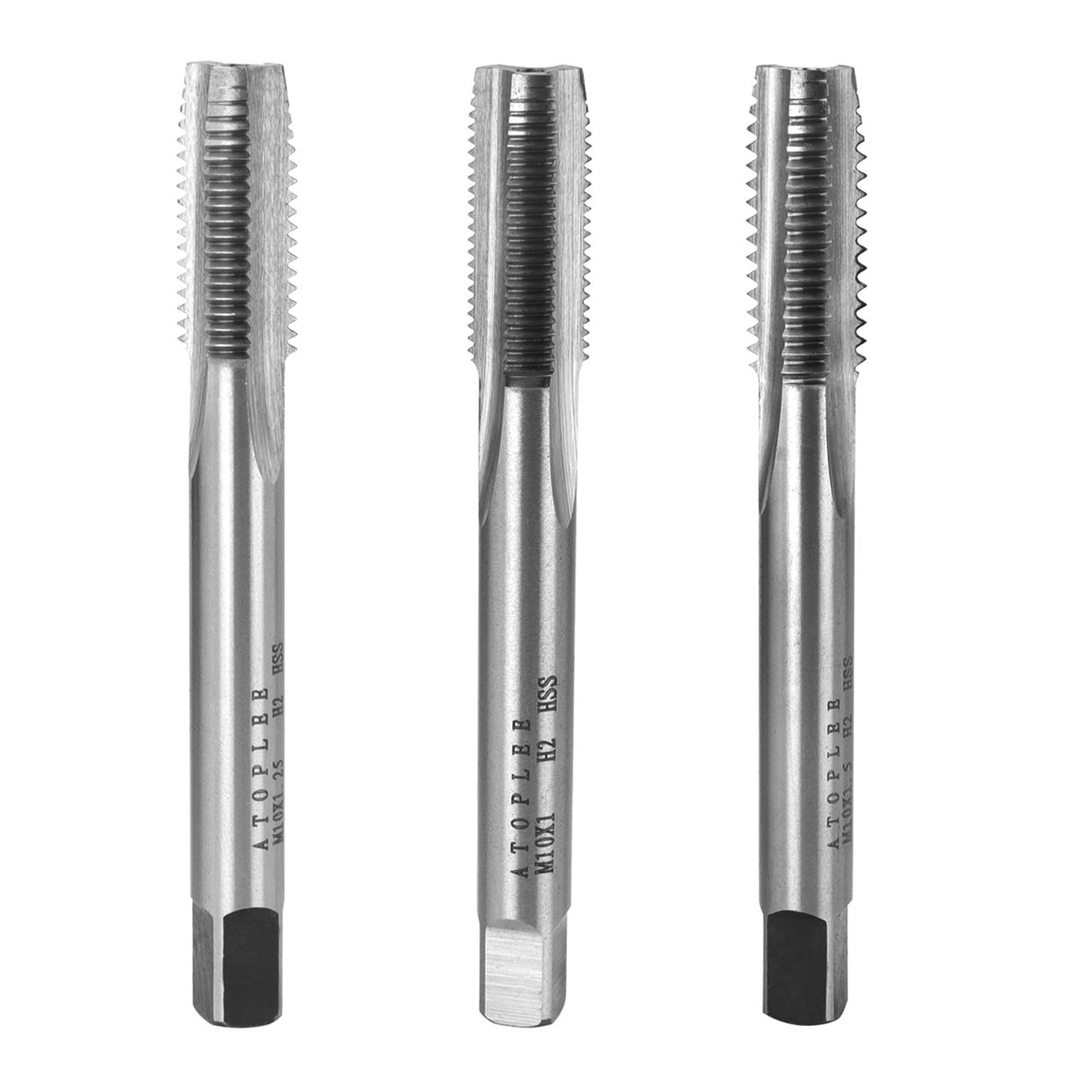 ATOPLEE Metric Thread Tap, M10 HSS 6542 Right Hand Thread Tap (M10X1.0/M10X1.25/M10X1.5, 3pcs)