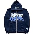ZENMANCHEN Y2k Hoodies Puff Print Hoodie Grunge Graphic Zip Up Hoodies Y2k Jacket Hip Hop Streetwear Aesthetic Sweatshirts
