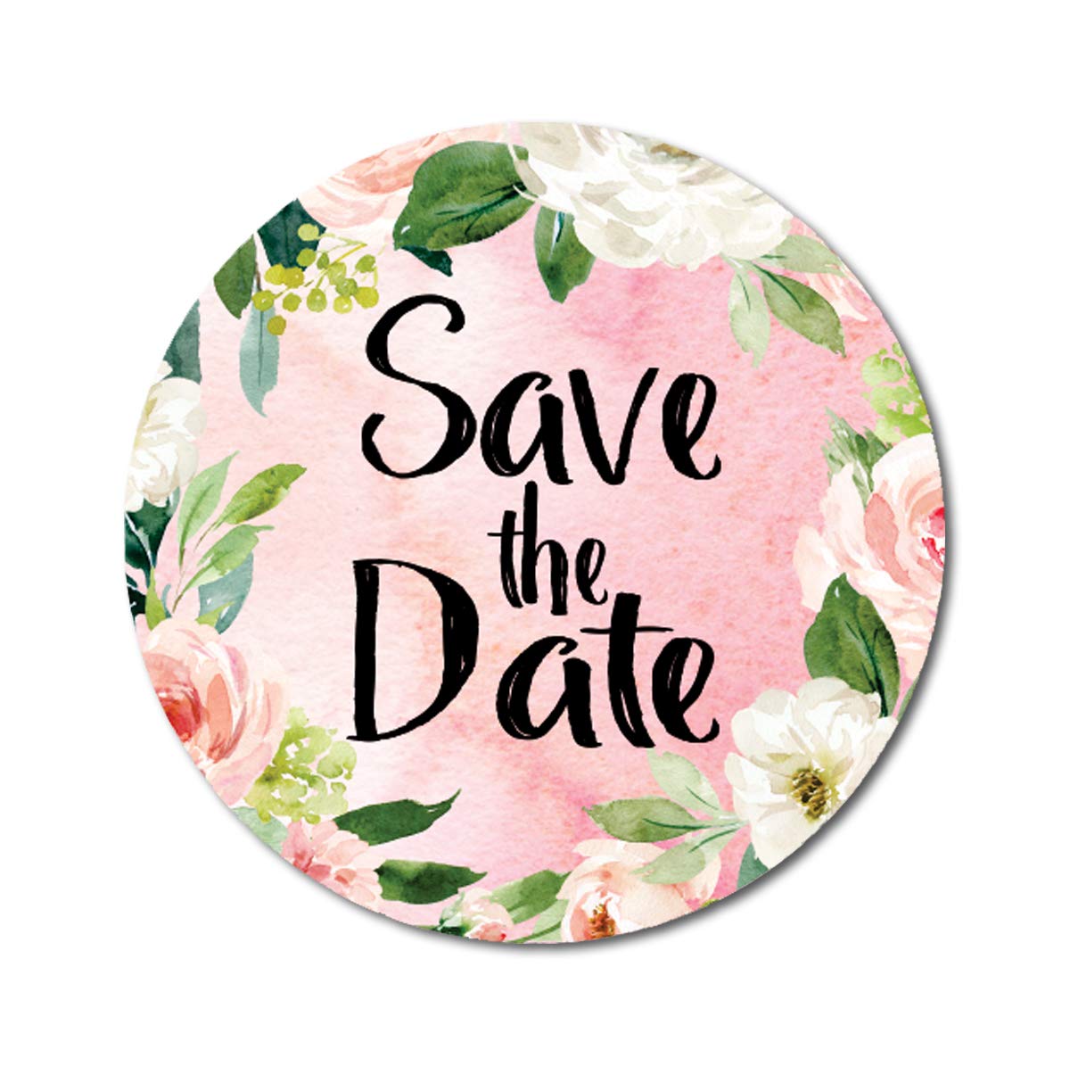 Darling Souvenir Round 1.6 Inches Floral Border Save The Date Stickers Non Customized Gift-45 Pcs