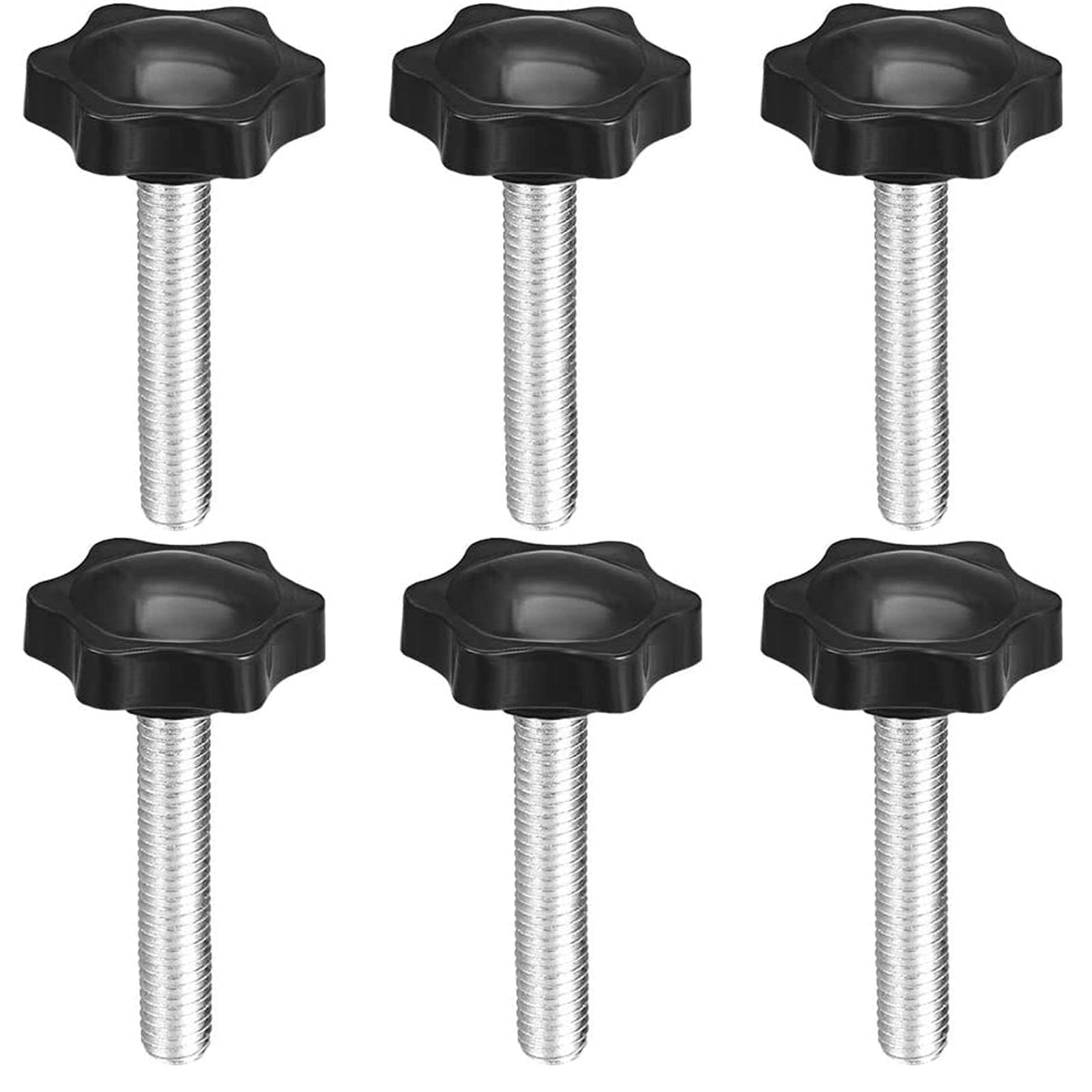 TOP-VIGOR 6Pcs M8 x 50mm Plum Hex Shaped Clamping Screw Knob, 32mm Dia Plastic Head Clamping Knob Handle Male Thread Thumb Screw