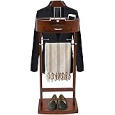 JINHZIXIU Wood Suit Rack Suit Stand for Man and Women Clothes Valet Suit with Drawer Valet Stands Men Valet Brown Suit Valet 
