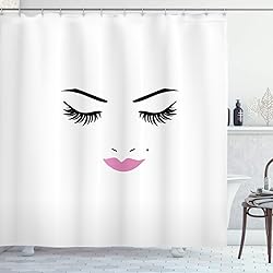 Ambesonne Eyelash Shower Curtain, Closed Eyes Pink