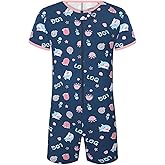 Landofgenie Men's Short Sleeve Romper Crotch Shirt Bodysuit One Piece Pajamas
