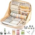UIVXXUD Kawaii Cute Aesthetic Pencil Case 11 PCS Set - Large Capacity Canvas Pen Pouch Bag, Contains 10 Kinds of Accessories Such As Pens, Clips, Rulers and Cute Panda Brooches, Stickers, Pendants