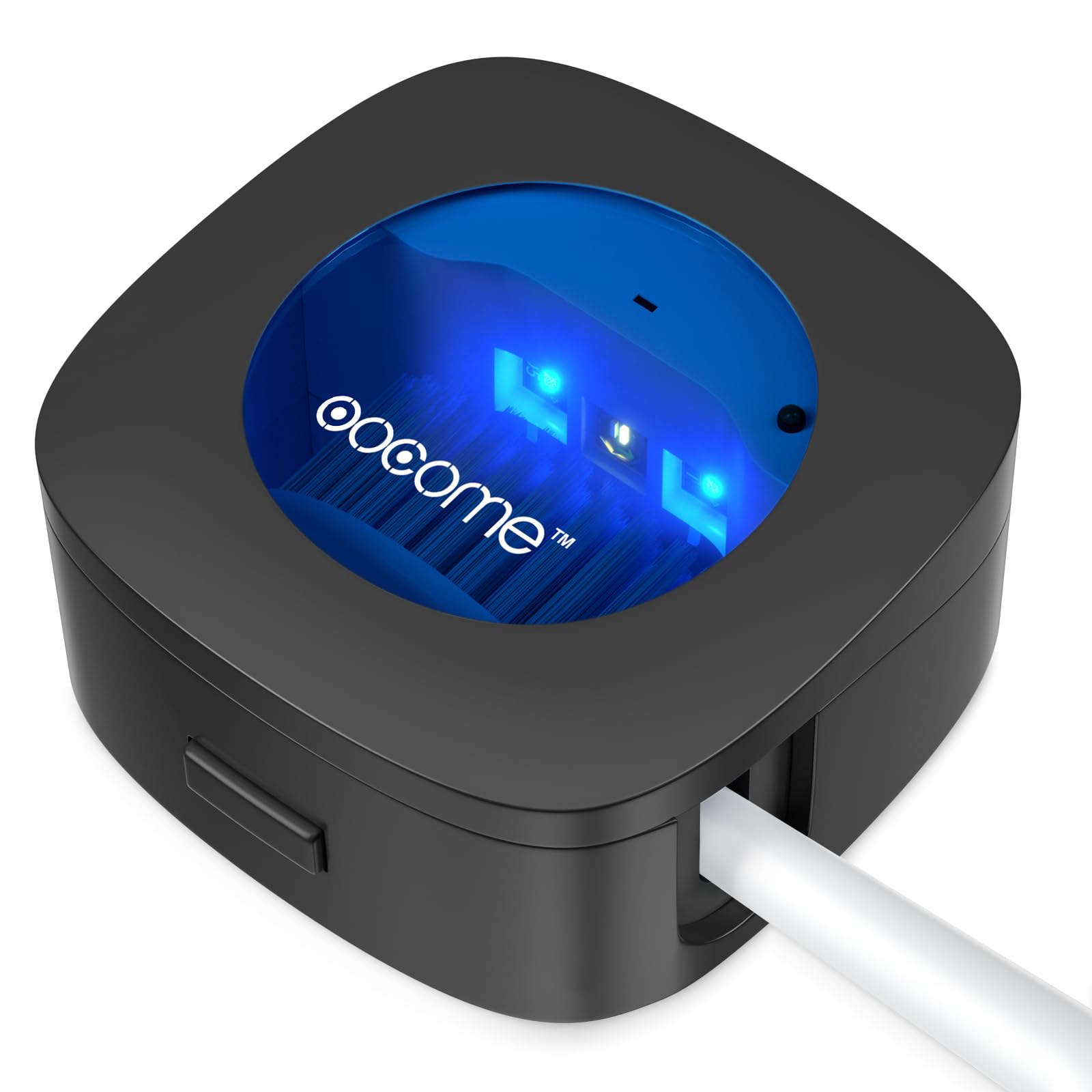 OOCOME Portable Deep UV Toothbrush Sanitizer Case Toothbrush Sanitizer Holder Organizer Case Toothbrush Cleaner Holder with Sticker free Punching for Travel and Family Use (Black)