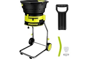 PHLEX PRO Electric Leaf Mulcher, 15Amp 1000W High Power Bladeless Leaf Shredder for 20:1 Reduction Ratio, 10000-RPM Max Mulch up to 55Gal per Minute, 20 Extra Cutting Lines