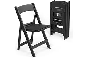 VINGLI Resin Folding Chairs with Cushion, Foldable Plastic Chair with Comfortable Padded Seats, Perfect for Event Party Indoor Outdoor, Black, 4 PC