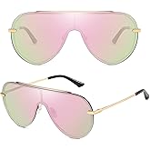 GMKATEYE Chic Oversized Shield Sunglasses Womens Trendy, Designer Stylish UV Protection Sun Glasses Large Frame Shades