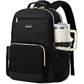 LOVEVOOK Laptop Backpack for Women with Pouch Pocket for Large Capacity Cup,17 Inch Laptop Computer Bag Travel Backpack Purse,Waterproof Work Business Backpack College Teacher Bags,Black