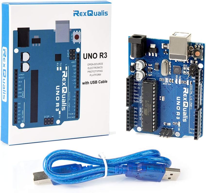 REXQualis UNO R3 Board ATmega328P ATMEGA16U2 with USB Cable Compatible with Arduino