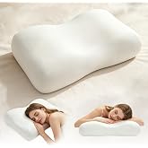 Lianchnker Innovative Washable Ergonomic Cervical Neck Memory Foam Pillows | Ergonomic Pillows for Neck &amp; Shoulder Pain Relief, Adapts to Side, Back, Stomach Deep Sleeping, Cooling Pillow(Ivory White)