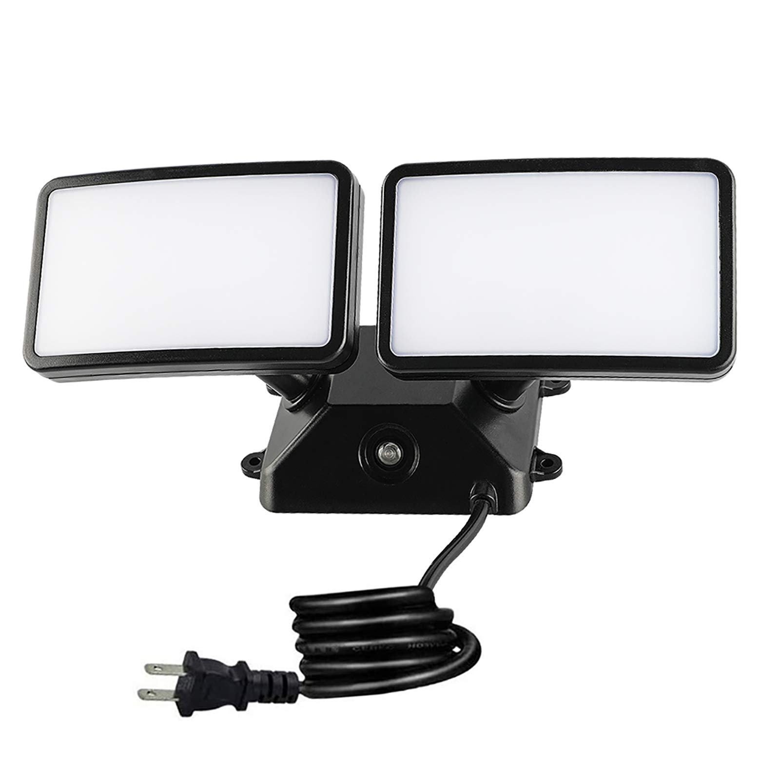 Photo 1 of *****No cable ****FAGUANGAO Dusk to Dawn LED Security Light,18W Plug in Flood Light Outdoor,5000k Daylight,1600lm, IP55 Waterproof,Adjustable 2 Heads Wall Light for Garage, Porch, Yard, Black,Street
