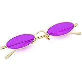 FEISEDY Vintage Small Sunglasses Oval Slender Metal Frame Candy Colors B2277