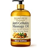 Anti Cellulite Massage Oil with Ginger Oil, Tea-Tree Oil & Natural Herbs for Toning, Firming & Shaping. 100% Natural Ingredients, Non-Sticky Texture - 10 Fl Oz