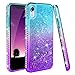 Ruky for iPhone XR Case, Colorful Quicksand Series Glitter Flowing Liquid Floating Bling Diamond Rhinestone Soft TPU Girls Women Phone Case for iPhone XR 6.1 inches (2018) (Teal Purple)