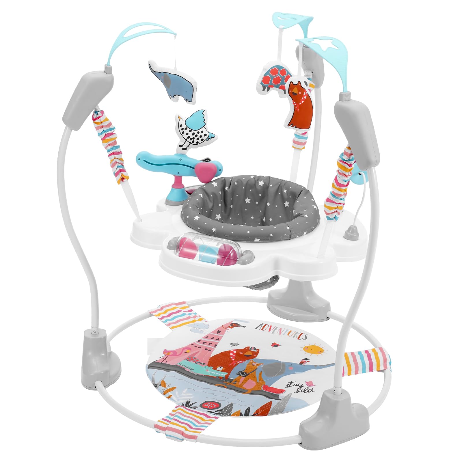Photo 1 of VEVOR Baby Bouncer, Baby Activity Center 360° Rotatable with Adjustable Height, Toddler Play Jumper with Developmental Toys, Music Lights Sounds, Baby SpaceSaver Jumperoo for Age 6 Months and Up