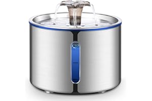 BOORCA Cat Water Fountain, 84oz/2.5L Stainless Steel Pet Water Fountain, Automatic Dog Water Dispenser with Water Level Window, Ultra-Quiet Pump, Perfect for Cats, Dogs and Multiple Pets