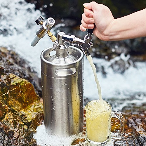 Cool Bank 128 Ounce Homebrew Keg System Kit for Home Brew Beer - with a Cool Bank Beer Dispensor, Cool Bank Mini CO2 Regulator and a Cool Bank 128 Ounce Stainless Steel Keg