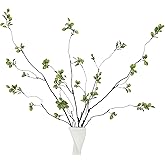 LINSIE 38.5 Inch 4 Pcs Artificial Branches Realistic Ficus Branches,Artificial Greenery Stems, Realistic Touch Flexible Branches, Green Fake Plant, for Home Decor Tables Vases Garden Decoration