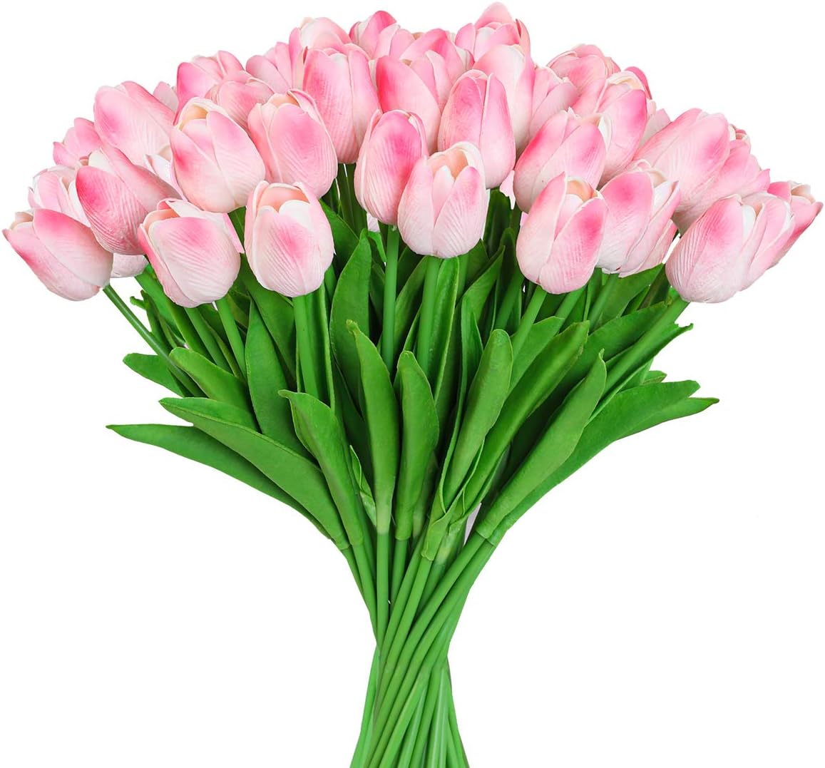 Hawesome 30pcs Artificial Latex Tulips Flowers Faux Tulip
