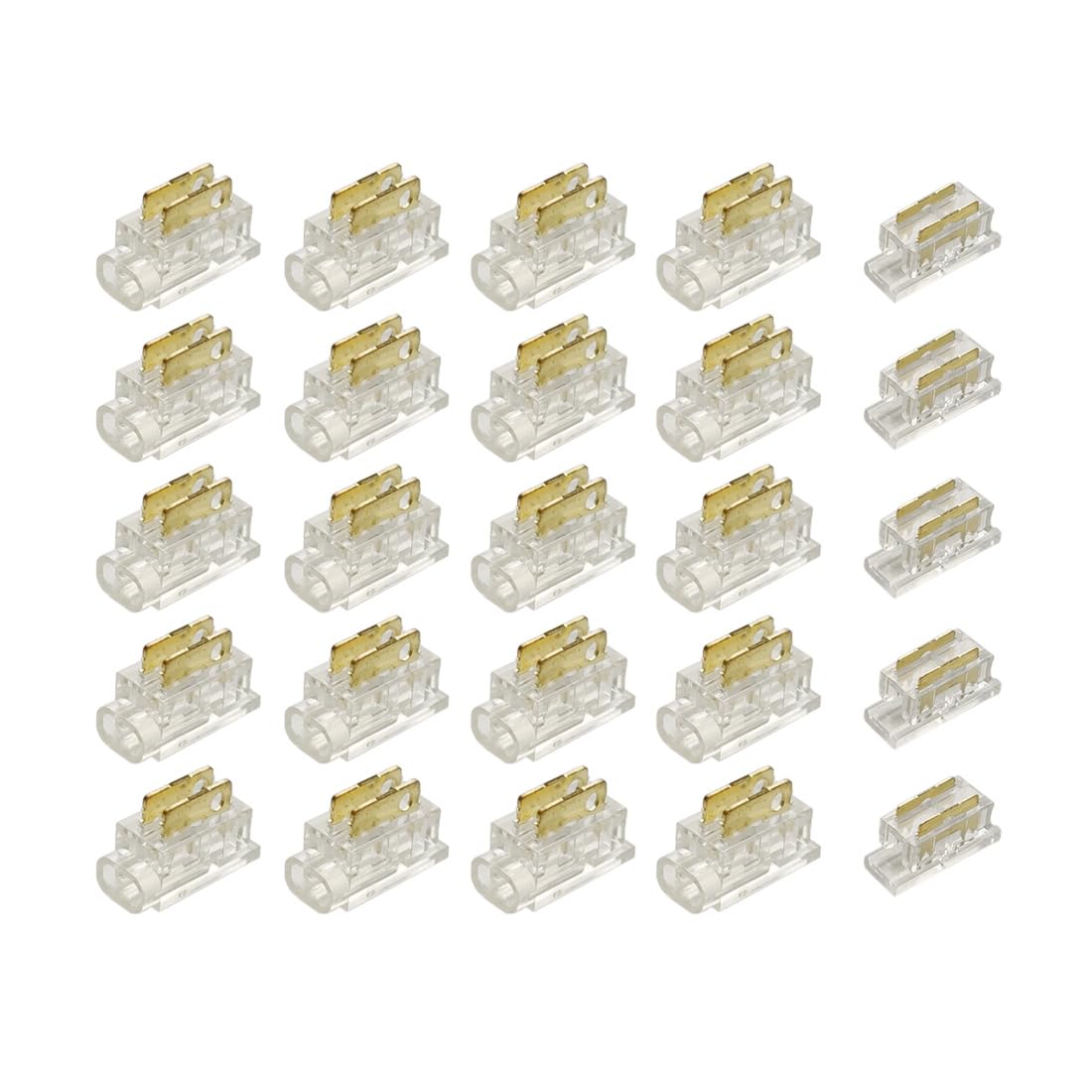 Masterwon 2-Pin LED Strip Connector Kit for Strip-to-Wire Joints on 5mm or 15mm Dual Row SMD 2835 Single Colour LED Tape Light (Pack of 25)