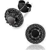 KRKC Black Moissanite Stud Earrings for Men, D Color VVS1 Clarity, Lab Created Diamond Earrings, Vermeil 925 Sterling Silver Hypoallergenic 14K Black Gold Friction Back Earrings Jewelry for Men Women Gift